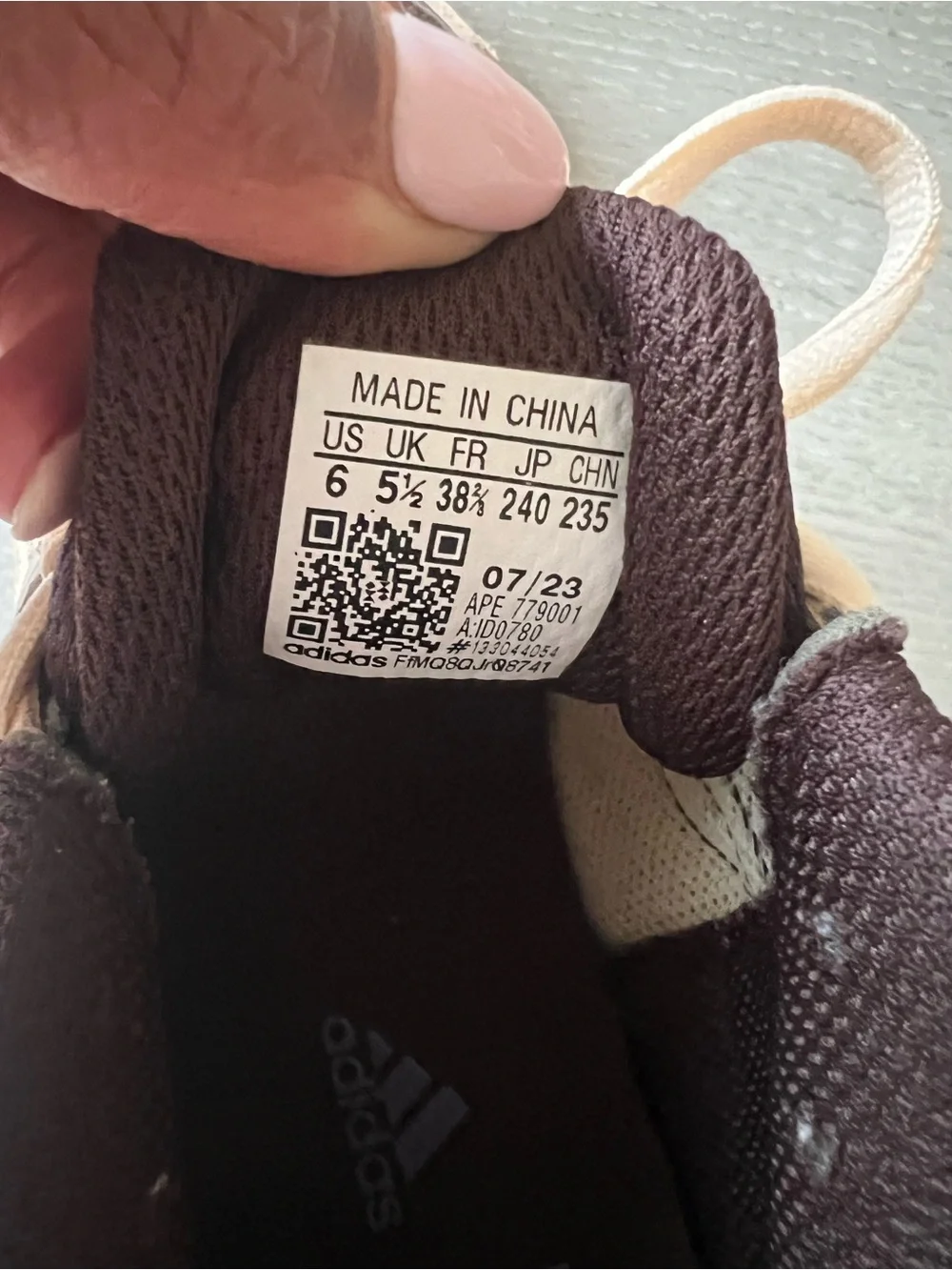 Adidas boys Beige and Brown Athletic Sneakers with Purple Accents